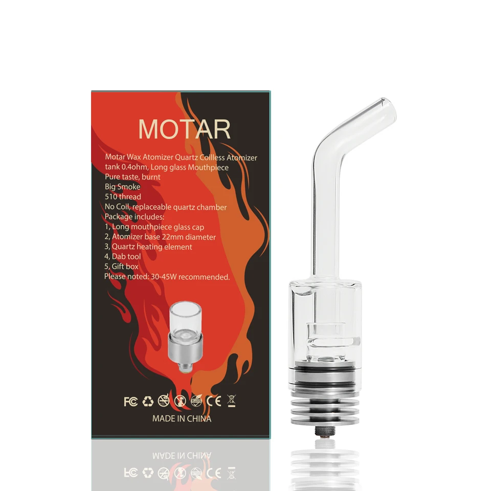 Original Longmada Motar II Wax Vape Atomizer Tank Quartz Clearomizer Long Glass Bucket Coil Quartz e cigarette 510 Atomizer Tank (7)