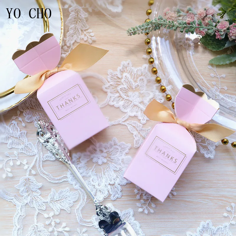 YO CHO 5 шт. коробка для конфет с красивыми розами Свадебные сувениры ленты