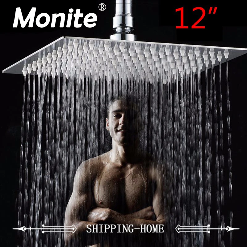 

12"Square Stainless Steel Super Ultra Thin Shower Head Rainfall Shower Head Rain Shower Chrome Treatment