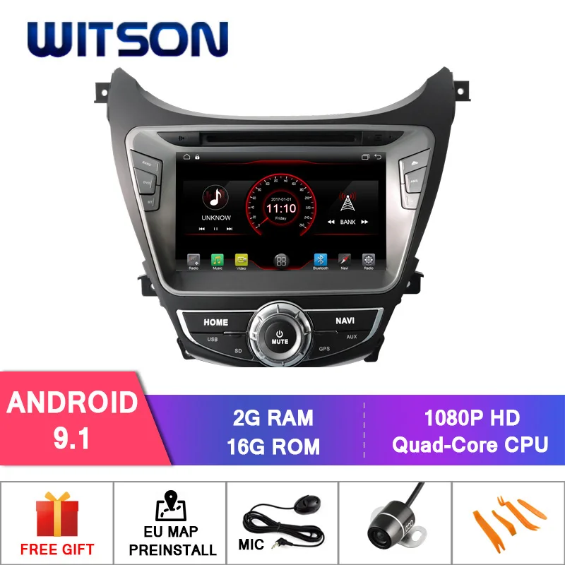 

WITSON ANDROID 9.1 CAR DVD RADIO GPS FOR HYUNDAI ELANTRA 2013 2G DDR3 RAM MEMORY 1080P HD VIDEO 1024x600 RESOLUTION