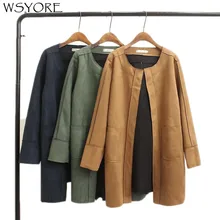 WSYORE, зимняя женская куртка, Свободное пальто, новинка, Осеннее замшевое пальто для женщин, плюс размер, свободный длинный рукав, зимние замшевые куртки NS367