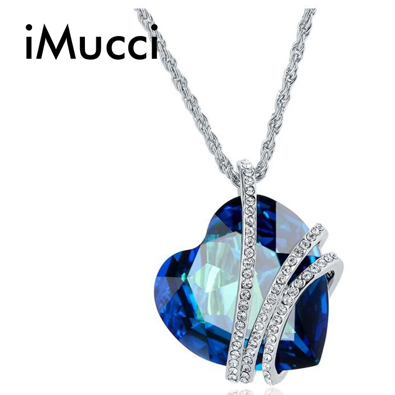 IMucci/в форме сердца изысканный Длинные Кристалл Цепочки и ожерелья платье