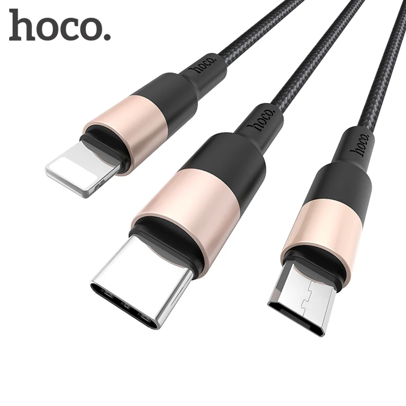 

HOCO 3 in1 USB Cable for iPhone X XS XR 8 7 6 6s Cable Micro USB Type C Cable for Samsung S9 S8 Fast Charging Cable 2A Charger