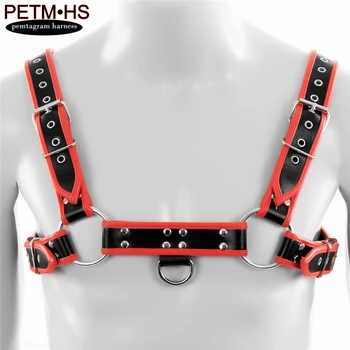 

Men's underwear Body Haeness PU Leather Double Shoulder Belt Adjustable Body Bondage Harness Straps Fetish Costumes with Buckles