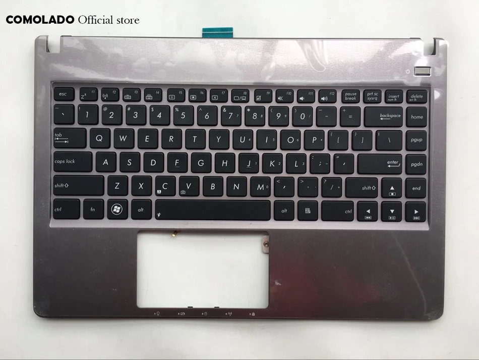 US English Backlit laptop Keyboard For ASUS U47 U47A U47VC silver with C shell palmrest Upper cover US Layout