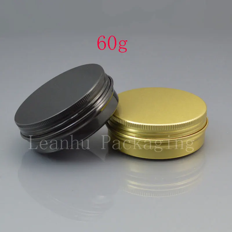

60g black empty aluminum cosmetic containers 2oz aluminum jar with screw lid 60ml metal gold box aluminum gift containers