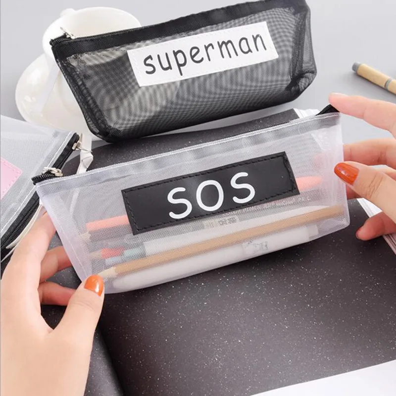 Transparent Mesh Letter Cosmetic Bag Simple Zipper Make Up Beauty Bag Women Girls Travel Casual Make Up Waterproof Wash Case Transparent Mesh Letter Cosmetic Bag Simple Zipper Make Up Beauty Bag Women Girls Travel Casual Make Up Waterproof Wash Case
