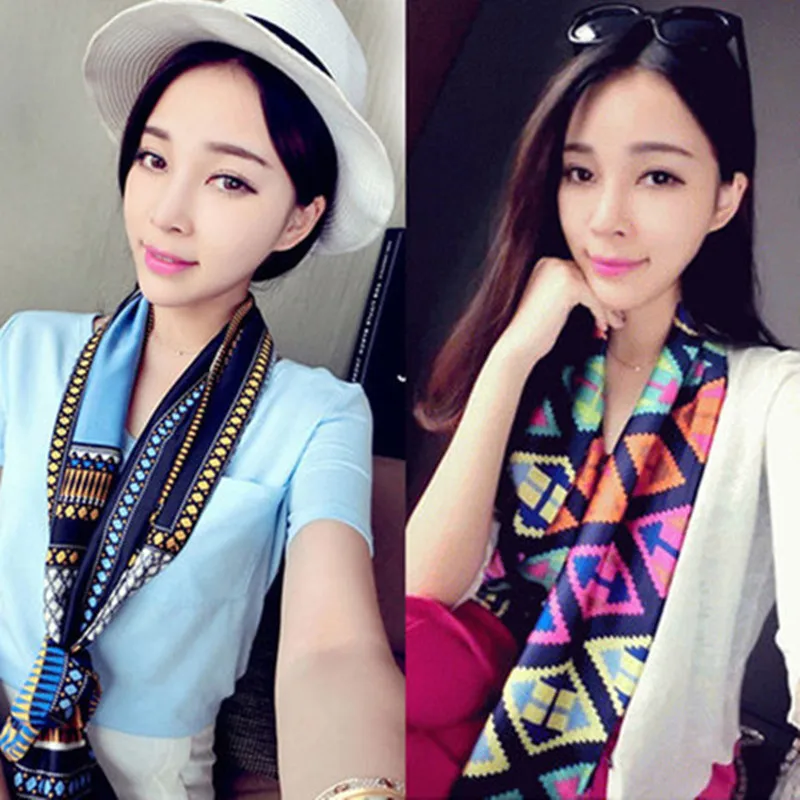 

2019 long double-layer small scarf wild summer professional fashion casual scarf ladies small scarf wild scarf