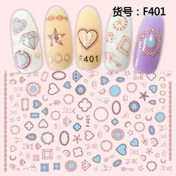 Uprettego супер тонкий себя липкой 3D Nail Art ползунок стикер лепестки цветка сердце цепи пальцы Пейсли F399-408