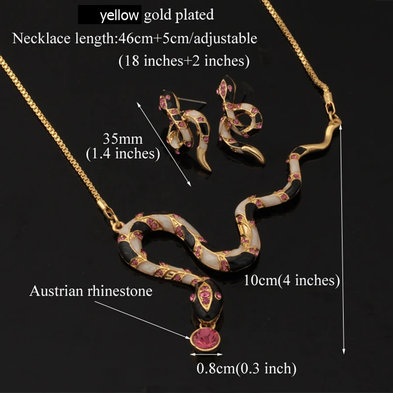 Комплект из колье и серёг гвоздиков в форме змеи|jewelry sets for women|rhinestone jewelry setjewelry |
