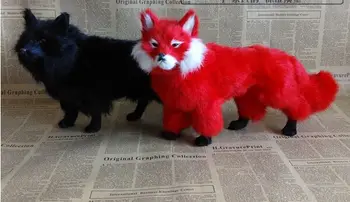 

simulation furs fox model large 33x12x21cm,polyethylene resin handicraft, home decoration gift a2440