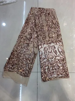 

Design African Sequins Net Lace Fabric High Quality 2019 Nigeria Indian Embroidery Guipure Mesh Gold Sequined Lace