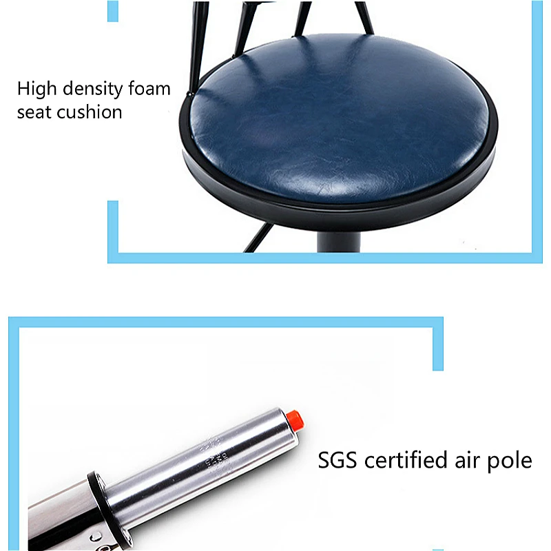 European Style Iron Bar Chair Lifted Rotated Retro Printing High Stool with Backrest Multi-purpose PU Seat Front Desk Chair European Style Iron Bar Chair Lifted Rotated Retro Printing High Stool with Backrest Multi-purpose PU Seat Front Desk Chair