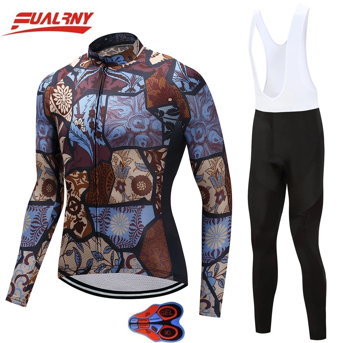 

2018 NEW Team FUALRNY Long sleeve Ropa Ciclismo Cycling Jersey set 9D/Autumn Mountian/MTB Bike Clothes For Man Stitching pattern
