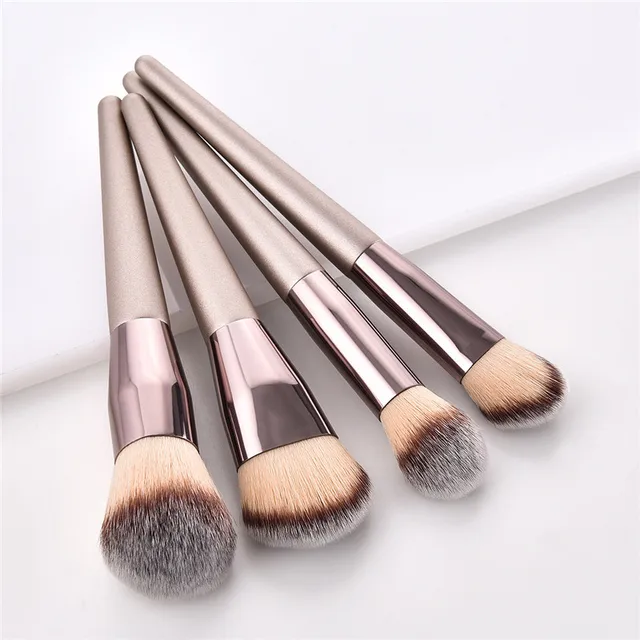 4/10pcs Champagne makeup brushes set for cosmetic foundation powder blush eyeshadow kabuki blending make up brush beauty tool 3