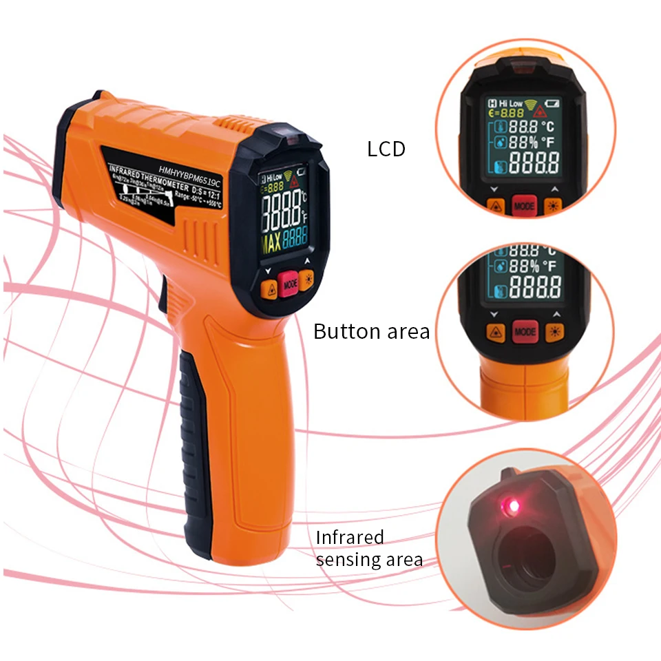 

Digital Infrared Thermometer Accuracy Portable Temperature Measuring Instrument Industrial Temperature Measurement Home Tool