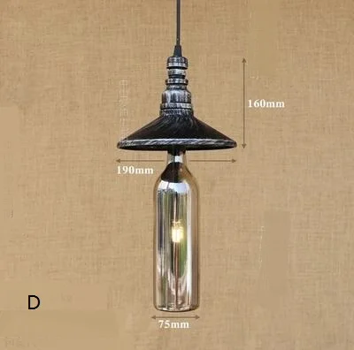 Американская бутылка для воды подвесные светильники кафе бар ресторан кухня персональный стеклянный промышленный коридор кулон lampsGY274 LU1021 - Цвет корпуса: D