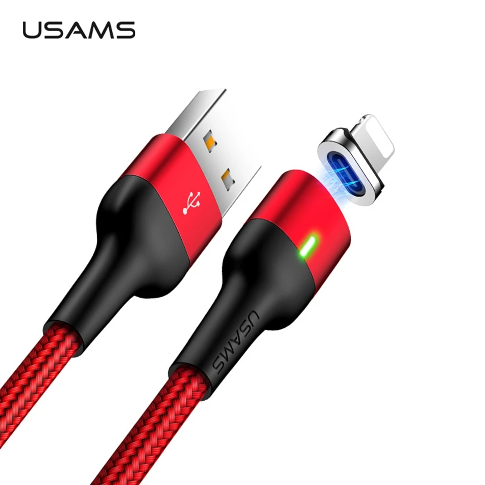 USAMS Магнитный кабель для iPhone, для освещения зарядный USB кабель для iPhone X XR XS MAX 6 7 8 Магнитный кабель для передачи данных