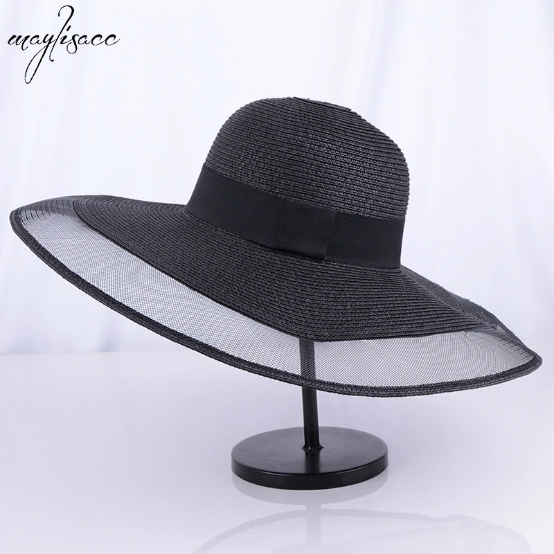 

Maylisacc Topselling Summer Beach Hat European and American Style Holiday Sunshade Hat Knitted Wide Brim Straw Hat Lady Sun Hat