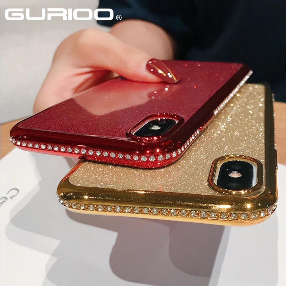 Роскошный блестящий чехол со стразами для iphone XS MAX XR 10X7 8 Plus 6 S Мягкий Силиконовый