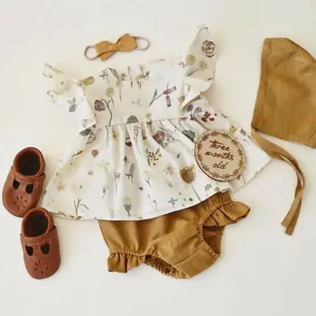 

Emmababy Brand 2019 Summer Newborn Baby Girl Floral Clothes Ruffle Sleeve Shorts Hat 4Pcs Outfit