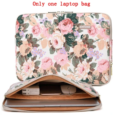 Waterproof Canvas Printing Women Men Sleeve Laptop Bag For Macbook Air 13 Pro 11 12 14 15 Case For Xiaomi Asus Lenovo Cover - Цвет: white pink flower