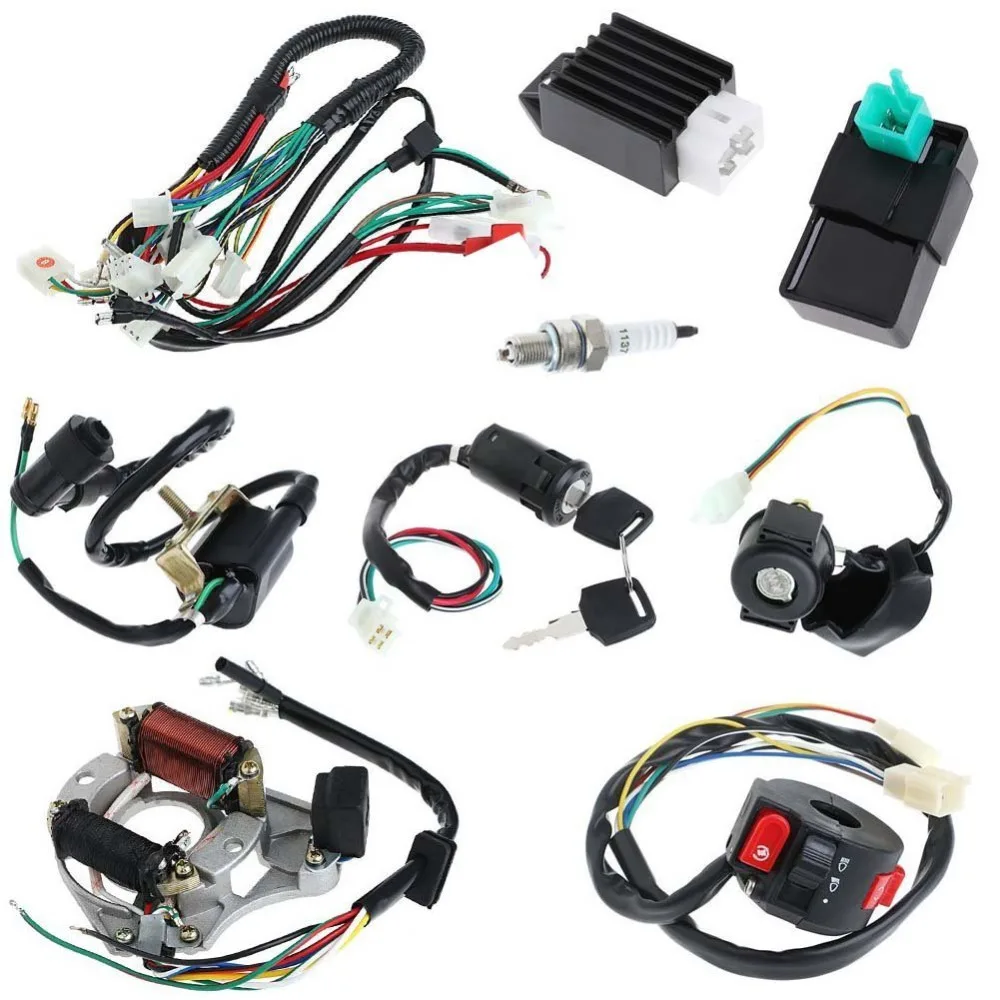 Full Electrics Coil CDI Wiring Harness Loom kit CDI Coil Magneto Kick