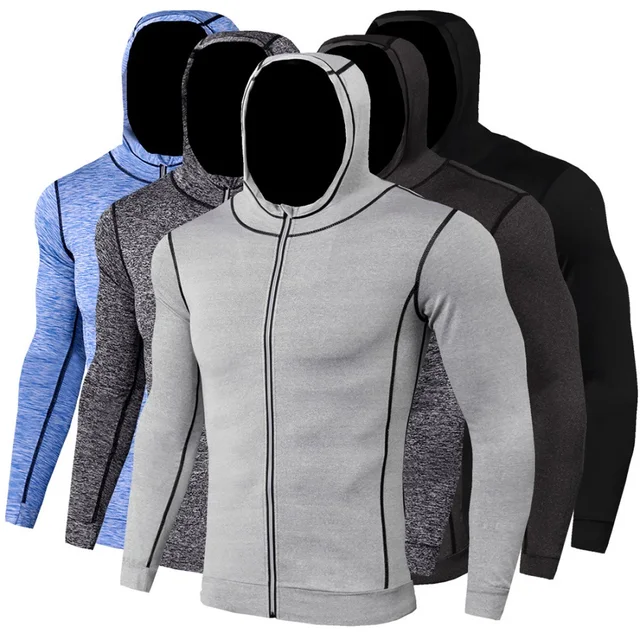 US $9.86 Rashgard Sport Shirt Men Hoody Gym T Shirt Men Zipper Long Sleeve Running Shirt Fitness Tshirt Spor