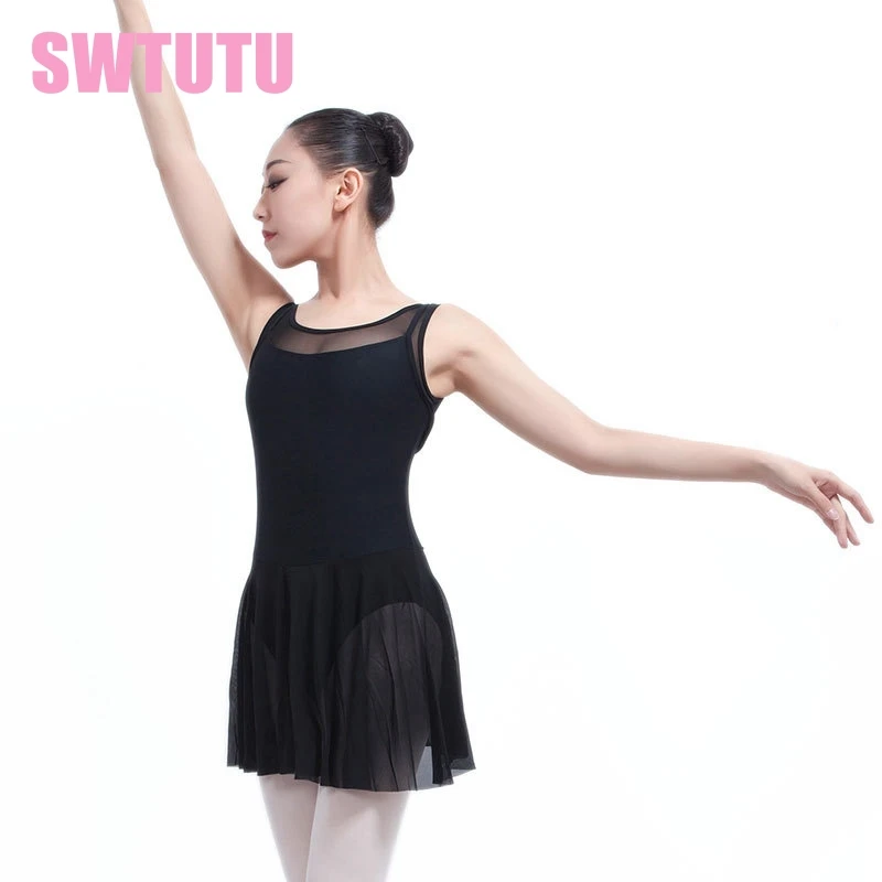 adult tank black mesh ballet leotard dancing dress lyrical dress professional stage ballet clothes dress ML6031
