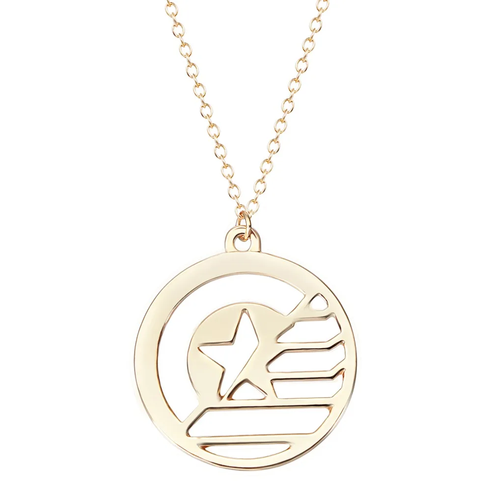 

QIAMNI Round Shaped Hollow Out Star Necklace Fashion movie Jewelry For Women Men Collarbone Fashion Jewelry Pendant Necklace