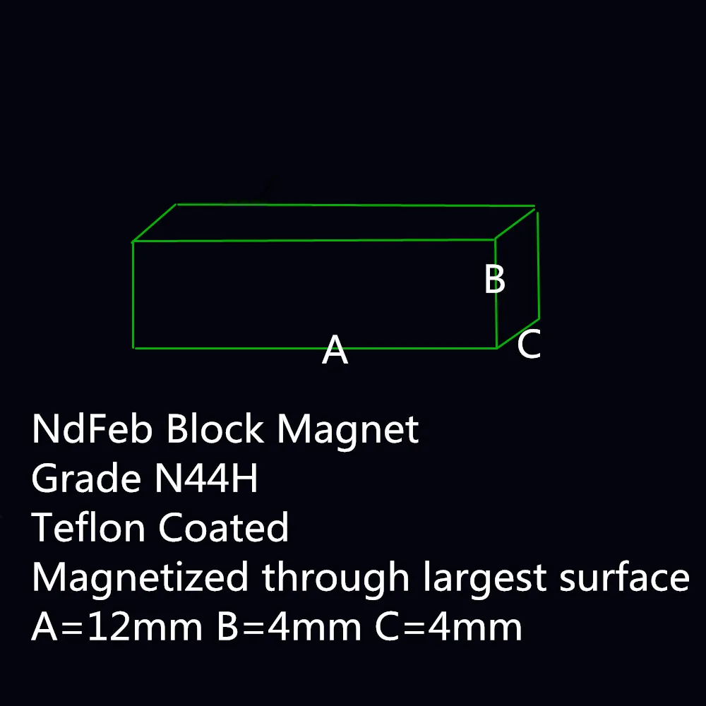 NdFeB Block Magnet 12x4x4mm Cylinder Magnet 3.97x6.0 4.75x9.53 2.93x6.0mm N44H PTFE Coating Customed Size 20000 pieces