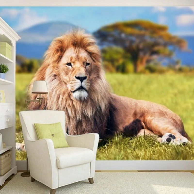 Прямая поставка фотообои на заказ красивая трава Лев настенная 3d обои для