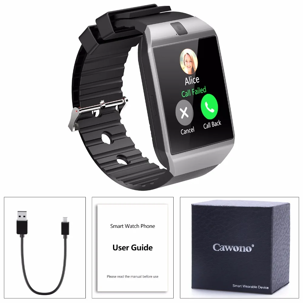 Cawono Bluetooth смарт часы умные Часы Smart Watch часы мужские женские детские часы DZ09 Android телефон телефонный звонок 2 г/м² sim-карта TF Камера для Iphone, Android VS A1 GT08 часы мужские наручные