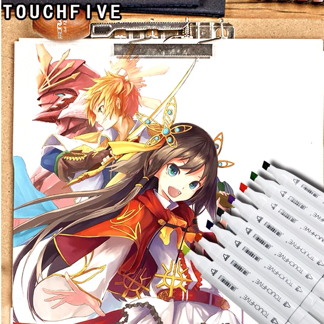 Touchfive Marker 60 Color Alcohol Oily Marker Set Anime Cartoon