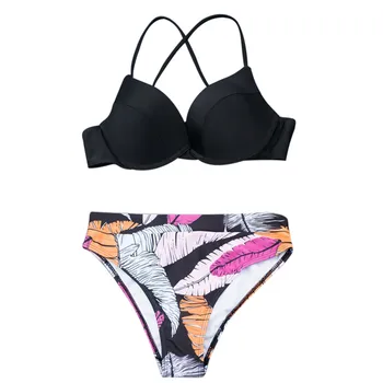 

Bathing Bikinis 2019 Mujer Swimsuit Women Sexy Feather Print Tankini Set Bikini Swimwear Beachwear Maillot De Bain Femme Biquini