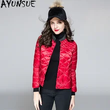 AYUNSUE, короткий ультра легкий пуховик, женский, зимний, белый, утиный пух, пальто, красная одежда, женские куртки, Chamarras De Mujer KJ374