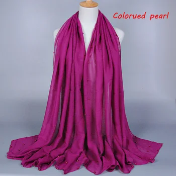 

Coloured pearl plain fashion viscose cotton voile long shawls muslim autumn hijab wrap autumn head scarves/scarf 10pcs/lot