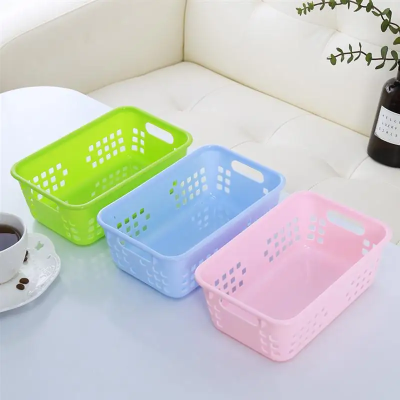 Пластиковые прямоугольные лотки для хранения полые корзины-органайзер подставка для овощей(розовый