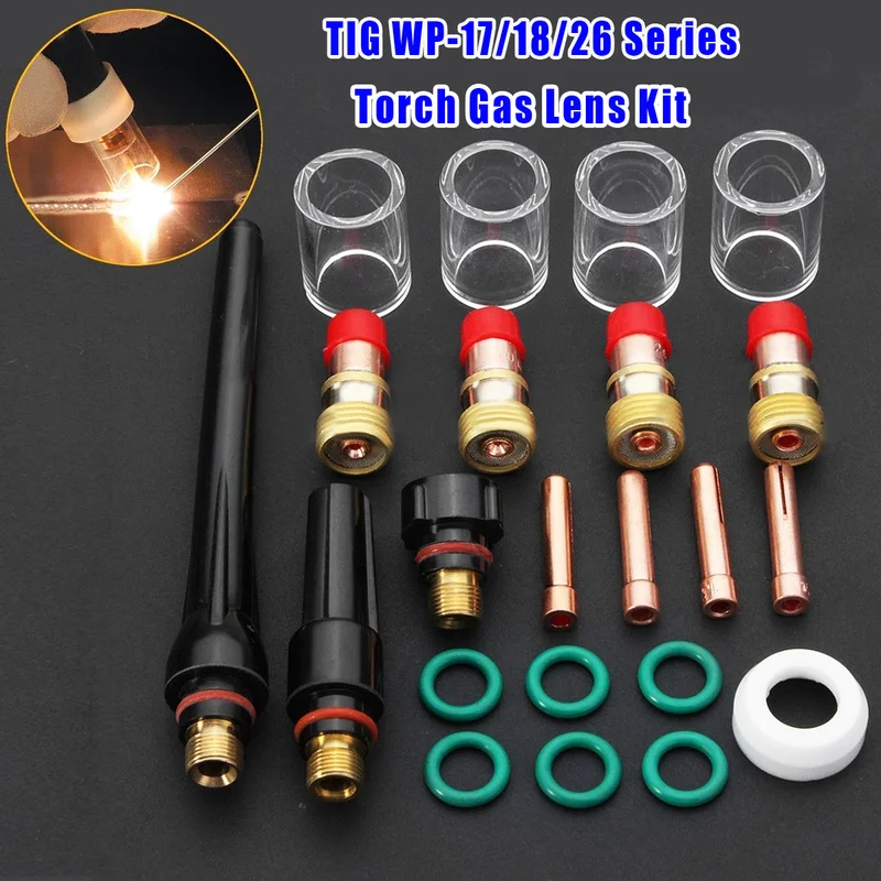 

22PCS TIG Welding Torch Gas Lens Parts Nozzle Cups Collets Kit For WP-17/18/26