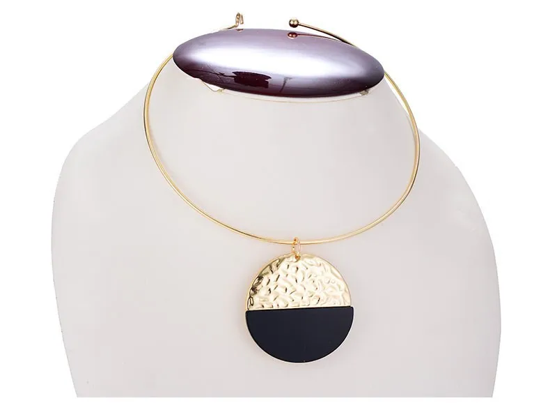 Стиль Серебро Золото-цвет черный смола круг магнит для монет ожерелье без никеля Torques колье ожерелье s Мода для женщин подарок