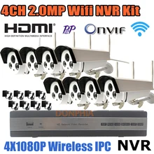 8-КАНАЛЬНЫЙ NVR Комплекты Full HD Wi-Fi Ip-камера 1080 P Беспроводной Weahterproof открытый + 8 Канала Nvr HDMI Onvif CCTV Камеры Системы