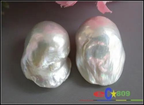 

Hot selling> HUGE real 20MM white baroque keshi reborn PEARL EARRING -Bride jewelry free shipping