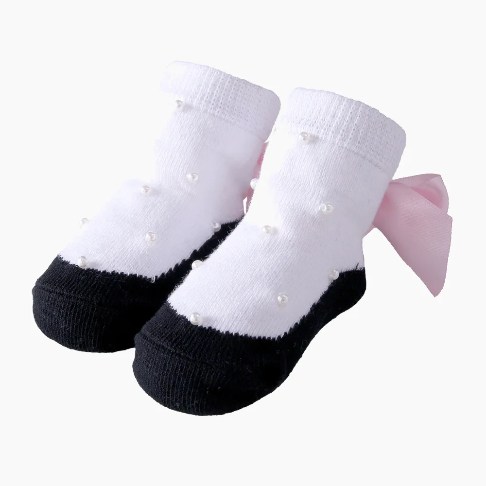 

Mery Baby Socks Pink Bow Pearl Socks Girls Newborns Princess Holiday Birthday Gifts for Fashion Infant Girls Clothing 0-24M