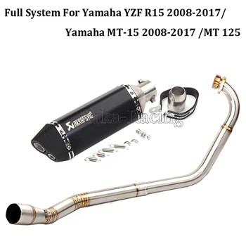 

Motorcycle Akrapovic Exhaust Muffler Set Mid Link Pipe Full System Modified Slip on For YAMAHA YZF R15 MT-15 2008-2017 MT 125