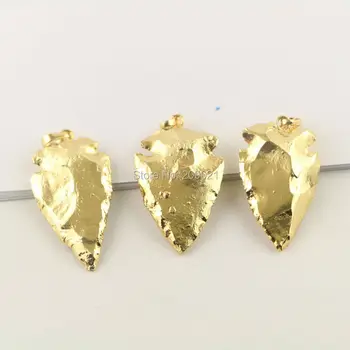 

New 8Pcs Arrowhead Shape Full Gold Color Fashion Necklace Pendant Charms Jewelry Finding