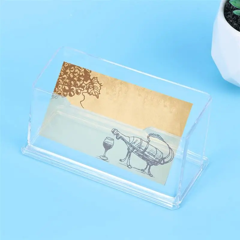 

4pcs Business Card Case Office Storage Acrylic Clear Small Card Organizer Stand ID Card Display Box For Office Home School