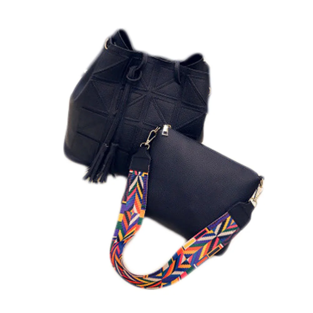 

Handbag Large Capacity Shoulder Bag Crossbody Bag Set Bucket Bag Women Brand Designer Leather Wide Strap