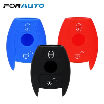 

FORAUTO Car Key Case Key Shell Cover Fob Key Protect Bag 2 Buttons Silicone For Mercedes Benz A Classe A180 A200 A260 C E S CLK