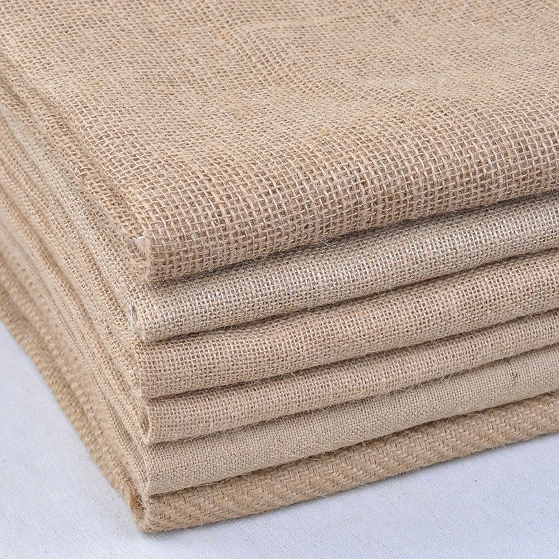 50x150cm Nature Jute Coarse Cloth Fabric Handmade Diy Retro Decoration