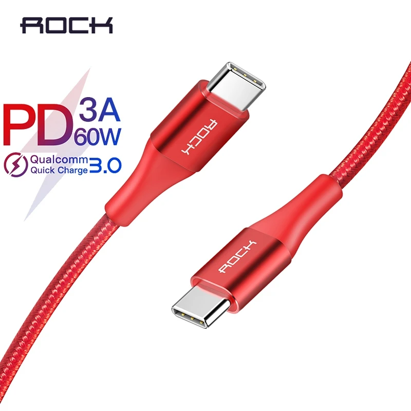 ROCK type C кабель к USB C кабель для samsung S10 Xiaomi Mi 9 PD 60W быстрая зарядка 3,0 type-C PD быстрая синхронизация USB-C кабель для MacBook